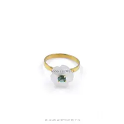 Chalcedony Floral Ring in Yellow Gold Plated Silver