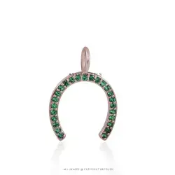 Tsavorite Horseshoe Charm Sterling Silver Jewelry
