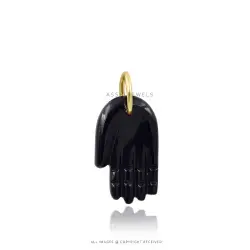 Figa Hand Charm with Black Onyx - Sterling Silver Jewelry