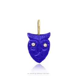 Lapis Owl Charm-Sterling Silver Jewelry