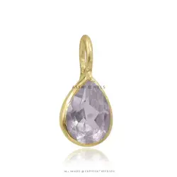White Topaz Drop Charm- Sterling Silver Designer Jewellery