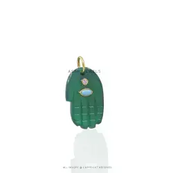 Green Onyx Turquoise Figa Hand Pendant - Silver Charm Jewelry