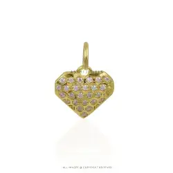 White Cubic Zirconia Heart Charm - Sterling Silver jewelry