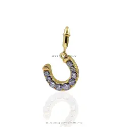 Luxury White CZ Horseshoe Charm in 925 sterling silver