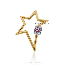 Pink Sapphire Star Carabiner Lock set in 925 Silver
