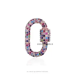 Colorful Multi Stone Carabiner Lock – Silver Jewelry