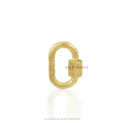 Yellow Gold Plated Engraving Carabiner Lock in 925 Silver