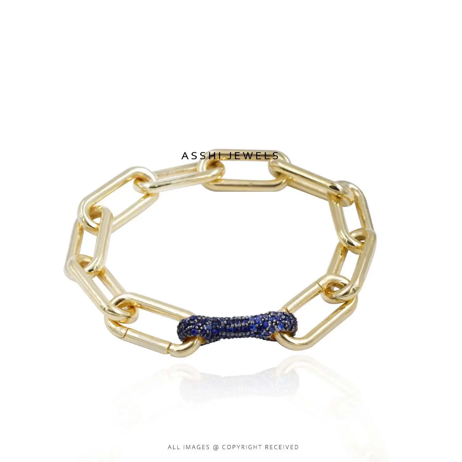 Blue Sapphire Connector Bracelet Silver Jewelry