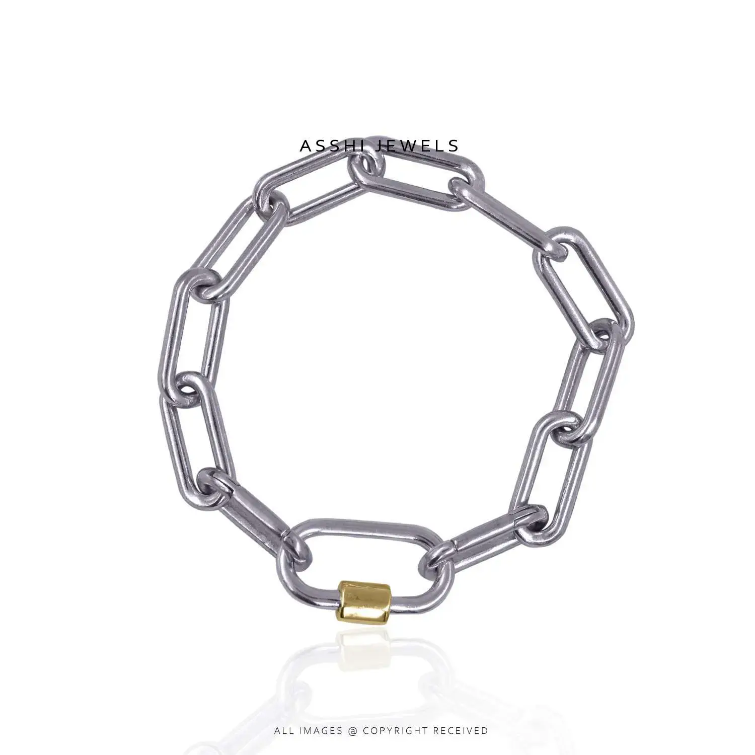 Carabiner Connector Bracelet in 925 Sterling Silver