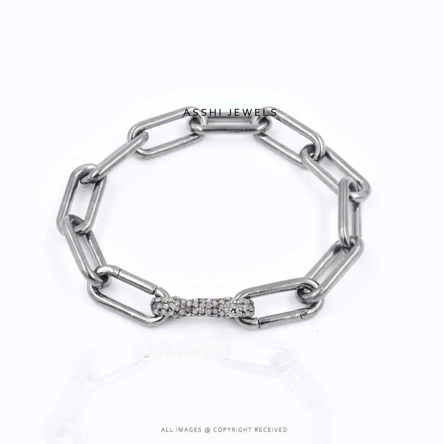 Diamond Connector Bracelet in 925 Sterling Silver