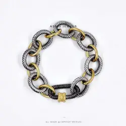 Twisted Oval Link Carabiner Bracelet in 925 Sterling Silver