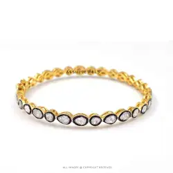 Rose Cut Diamond Bangle - Silver Jewelry