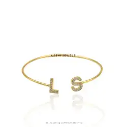 Diamond Letter Bangle-Sterling Silver Jewelry