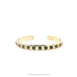 Black Onyx Cuff Bangle in Silver Jewelry
