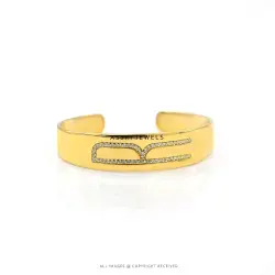 R Letter CZ Bangle Silver Jewelry