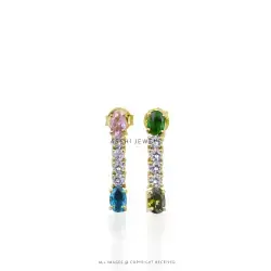 Multi Cubic Zirconia Gold Plated Silver Earrings