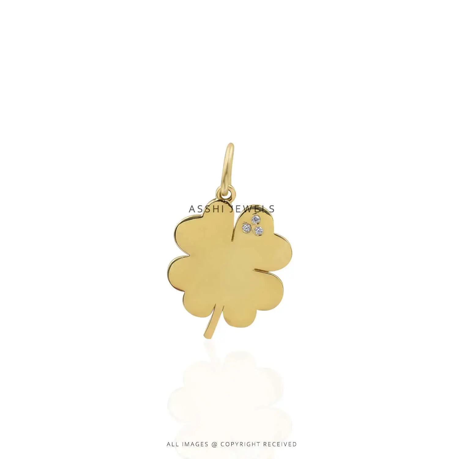 Four-Leaf Clover Diamond Pendant on Gold Plated Silver