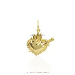 Heart Sword Pendant Gold Plated Silver - Asshi Jewelry