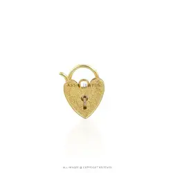 Engraving Heart Padlock Gold Plated Silver Jewelry