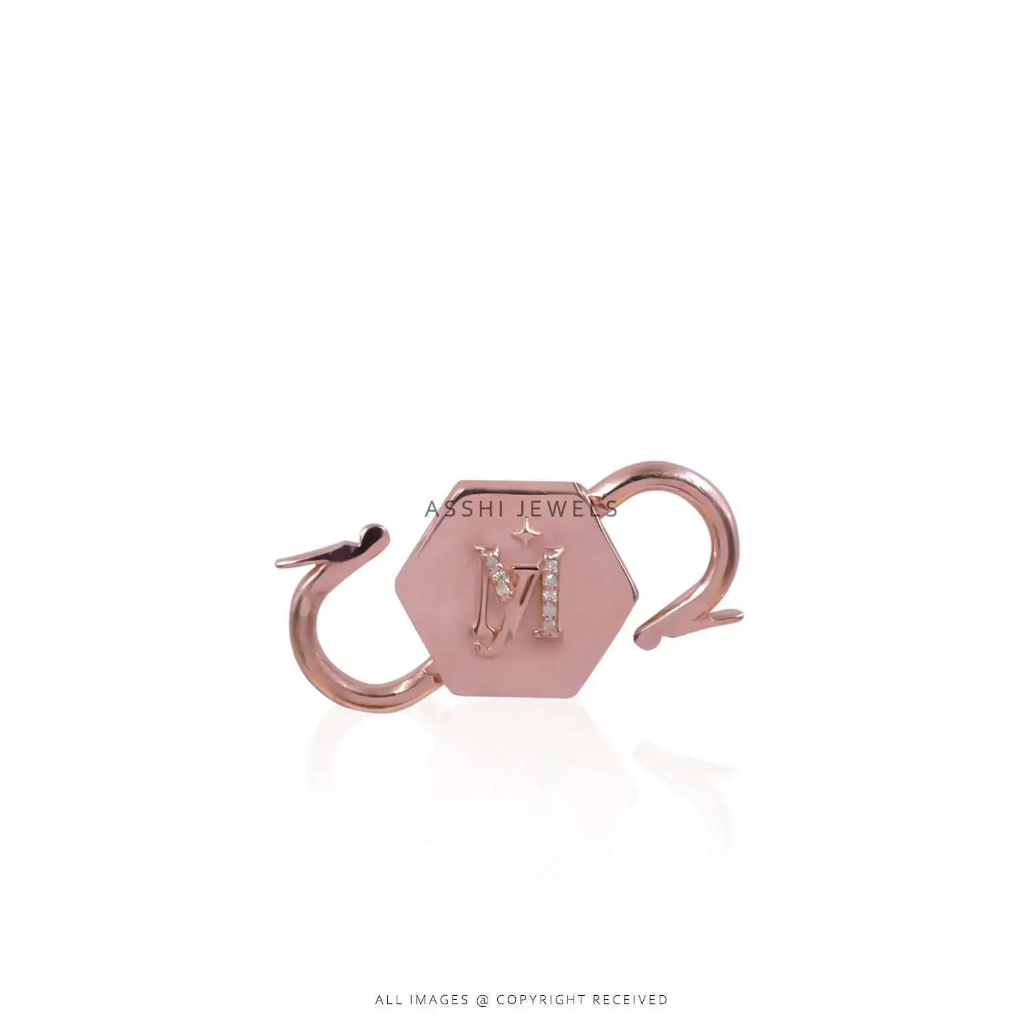 Moissanite MJ Letter Hexagon Padlock