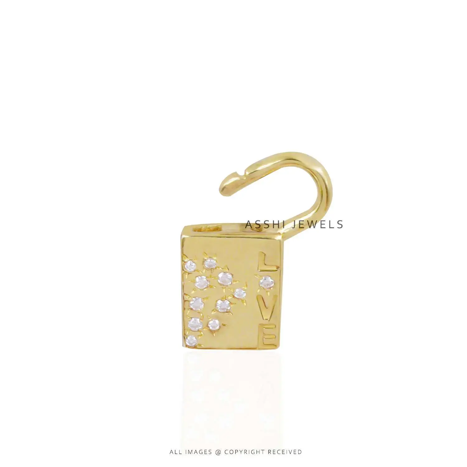 White CZ Love Padlock 925 Sterling Silver