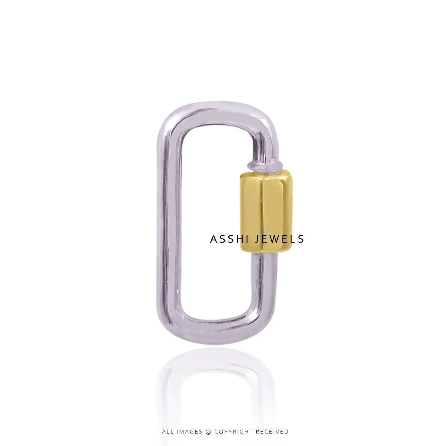 Two-Tone Sterling Silver Carabiner Lock, Necklace Layering Connector