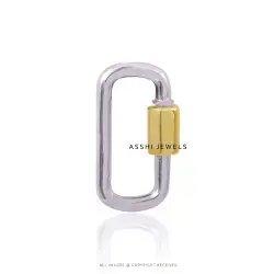 Two-Tone Sterling Silver Carabiner Lock, Necklace Layering Connector