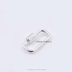 925 Sterling Silver Rectangular Carabiner Lock, Jewelry Connector Pendant
